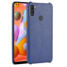 For Galaxy M11 Shockproof Crocodile Texture PC + PU Case(Blue) - 1