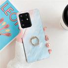 For Huawei P40 TPU Smooth Marble with Ring Metal Rhinestone Bracket Mobile Phone Protective Case(Blue Q7) - 1