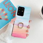 For Huawei P40 TPU Smooth Marble with Ring Metal Rhinestone Bracket Mobile Phone Protective Case(Rainbow Q16) - 1