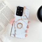 For Huawei P40 TPU Smooth Marble with Ring Metal Rhinestone Bracket Mobile Phone Protective Case(Gold Q23) - 1
