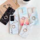 For Huawei P40 TPU Smooth Marble with Ring Metal Rhinestone Bracket Mobile Phone Protective Case(Gold Q23) - 3