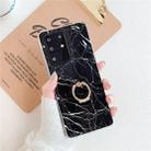 For Huawei P40 TPU Smooth Marble with Ring Metal Rhinestone Bracket Mobile Phone Protective Case(Black Q30) - 1