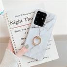 For Galaxy S20 TPU Smooth Marble with Ring Metal Rhinestone Bracket Mobile Phone Protective Case(White Q1) - 1