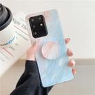 For Galaxy S20 Ultra TPU Smooth Marble Pattern With Folding Bracket Mobile Phone Cose(Blue A7) - 1