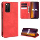 For vivo iQOO 3 5G Retro-skin Business Magnetic Suction Leather Case with Holder & Card Slots & Wallet(Red) - 1