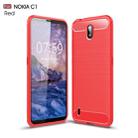 For Nokia C1 Brushed Texture Carbon Fiber TPU Case(Red) - 1