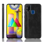 For Galaxy M31 Shockproof Sewing Cow Pattern Skin PC + PU + TPU Case(Black) - 1