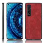 For Oppo Find X2 Pro Regular Version  Shockproof Sewing Cow Pattern Skin PC + PU + TPU Case(Red) - 1