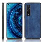 For Oppo Find X2 Pro Regular Version  Shockproof Sewing Cow Pattern Skin PC + PU + TPU Case(Blue) - 1