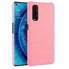 For Oppo Find X2 Shockproof Crocodile Texture PC + PU Case(Pink) - 1