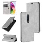 For OnePlus 8 Retro-skin Business Magnetic Suction Leather Case with Holder & Card Slots & Wallet(Grey) - 1