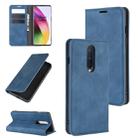 For OnePlus 8 Retro-skin Business Magnetic Suction Leather Case with Holder & Card Slots & Wallet(Dark Blue) - 1