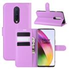 For OnePlus 8 Litchi Texture Horizontal Flip Protective Case with Holder & Card Slots & Wallet(Purple) - 1