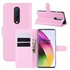 For OnePlus 8 Litchi Texture Horizontal Flip Protective Case with Holder & Card Slots & Wallet(Pink) - 1