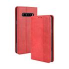For LG V60 ThinQ 5G Magnetic Buckle Retro Crazy Horse Texture Horizontal Flip Leather Case  , with Holder & Card Slots & Photo Frame(Red) - 1