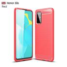 For Huawei Honor 30S Brushed Texture Carbon Fiber TPU Case(Red) - 1