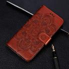 For Galaxy A21 Mandala Embossing Pattern Horizontal Flip Leather Case with Holder & Card Slots & Wallet & Photo Frame & Lanyard(Brown) - 1