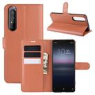 For Sony Xperia 1 II Litchi Texture Horizontal Flip Protective Case with Holder & Card Slots & Wallet(Brown) - 1
