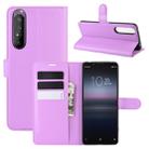 For Sony Xperia 1 II Litchi Texture Horizontal Flip Protective Case with Holder & Card Slots & Wallet(Purple) - 1