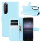 For Sony Xperia 1 II Litchi Texture Horizontal Flip Protective Case with Holder & Card Slots & Wallet(Blue) - 1