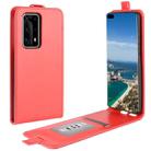 For Huawei P40 Pro+/P40 Pro Plus R64 Texture Single Vertical Flip Leather Protective Case with Card Slots & Photo Frame(Red) - 1