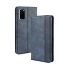 For Galaxy S20 /S20 5G Magnetic Buckle Retro Crazy Horse Texture Horizontal Flip Leather Case with Holder & Card Slots & Photo Frame(Blue) - 1