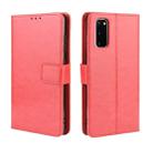 For Galaxy S20 /S20 5G Retro Crazy Horse Texture Horizontal Flip Leather Case , with Holder & Card Slots & Photo Frame(Red) - 1