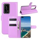 For Huawei P40 Pro+/P40 Pro Plus Litchi Texture Horizontal Flip Protective Case with Holder & Card Slots & Wallet(Purple) - 1