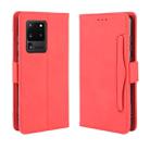 For Galaxy S20 Ultra/S20 Ultra 5G Wallet Style Skin Feel Calf Pattern Leather Case with Separate Card Slot(Red) - 1