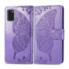 For Galaxy A41 Butterfly Love Flower Embossed Horizontal Flip Leather Case with Bracket / Card Slot / Wallet / Lanyard(Light Purple) - 1