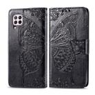 For Huawei P40 Lite/Nova 7i/Nova 6SE Butterfly Love Flower Embossed Horizontal Flip Leather Case with Bracket / Card Slot / Wallet / Lanyard(Black) - 1