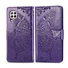 For Huawei P40 Lite/Nova 7i/Nova 6SE Butterfly Love Flower Embossed Horizontal Flip Leather Case with Bracket / Card Slot / Wallet / Lanyard(Dark Purple) - 1