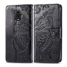 For Xiaomi Redmi Note 9S/Note 9 Pro/Note 9 Pro Max Butterfly Love Flower Embossed Horizontal Flip Leather Case with Bracket / Card Slot / Wallet / Lanyard(Black) - 1