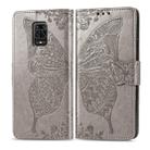 For Xiaomi Redmi Note 9S/Note 9 Pro/Note 9 Pro Max Butterfly Love Flower Embossed Horizontal Flip Leather Case with Bracket / Card Slot / Wallet / Lanyard(Gray) - 1