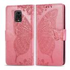 For Xiaomi Redmi Note 9S/Note 9 Pro/Note 9 Pro Max Butterfly Love Flower Embossed Horizontal Flip Leather Case with Bracket / Card Slot / Wallet / Lanyard(Pink) - 1
