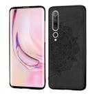 For Xiaomi 10/10 Pro Mandala Embossed Cloth Cover PC + TPU Mobile Phone Case with Magnetic Function and Hand Strap(Black) - 1