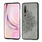 For Xiaomi 10/10 Pro Mandala Embossed Cloth Cover PC + TPU Mobile Phone Case with Magnetic Function and Hand Strap(Gray) - 1