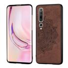 For Xiaomi 10/10 Pro Mandala Embossed Cloth Cover PC + TPU Mobile Phone Case with Magnetic Function and Hand Strap(Brown) - 1