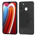 For Galaxy A21  Mandala Embossed Cloth Cover PC + TPU Mobile Phone Case with Magnetic Function and Hand Strap(Black) - 1