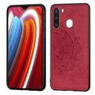 For Galaxy A21  Mandala Embossed Cloth Cover PC + TPU Mobile Phone Case with Magnetic Function and Hand Strap(Red) - 1