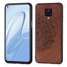 For Xiaomi Redmi Note 9S/Note 9 Pro/Note 9 Pro  Mandala Embossed Cloth Cover PC + TPU Mobile Phone Case with Magnetic Function and Hand Strap(Brown) - 1