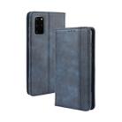 For Galaxy S20+/S20+5G Magnetic Buckle Retro Crazy Horse Texture Horizontal Flip Leather Case  , with Holder & Card Slots & Photo Frame(Blue) - 1