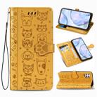 For Huawei P40 Lite/Nova 7i/Nova 6se Cute Cat and Dog Embossed Horizontal Flip Leather Case with Bracket / Card Slot / Wallet / Lanyard(Yellow) - 1