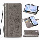 For Huawei P40 Lite/Nova 7i/Nova 6se Cute Cat and Dog Embossed Horizontal Flip Leather Case with Bracket / Card Slot / Wallet / Lanyard(Gray) - 1