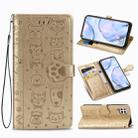 For Huawei P40 Lite/Nova 7i/Nova 6se Cute Cat and Dog Embossed Horizontal Flip Leather Case with Bracket / Card Slot / Wallet / Lanyard(Gold) - 1