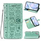 For Huawei P40 Lite/Nova 7i/Nova 6se Cute Cat and Dog Embossed Horizontal Flip Leather Case with Bracket / Card Slot / Wallet / Lanyard(Green) - 1