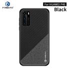 For Huawei P40 PINWUYO Rong Series  Shockproof PC + TPU+ Chemical Fiber Cloth Protective Cover(Black) - 1