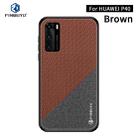 For Huawei P40 PINWUYO Rong Series  Shockproof PC + TPU+ Chemical Fiber Cloth Protective Cover(Brown) - 1