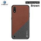For Galaxy A01 PINWUYO Rong Series  Shockproof PC + TPU+ Chemical Fiber Cloth Protective Cover(Brown) - 1