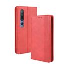 For Xiaomi Mi 10 /Xiaomi Mi 10 Pro 5G Magnetic Buckle Retro Crazy Horse Texture Horizontal Flip Leather Case  , with Holder & Card Slots & Photo Frame(Red) - 1